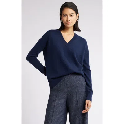 Nordstrom V-neck Cashmere Sweater In Navy Night