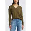 Nordstrom V-neck Cashmere Sweater In Olive Dark Heather