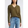 Nordstrom V-neck Cashmere Sweater In Olive Dark Heather