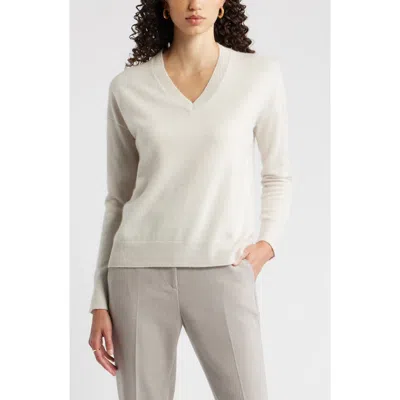 Nordstrom V-neck Cashmere Sweater In White