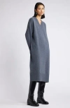 NORDSTROM NORDSTROM V-NECK LONG SLEEVE WOOL & CASHMERE SWEATER DRESS