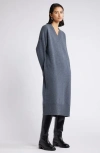 NORDSTROM NORDSTROM V-NECK LONG SLEEVE WOOL & CASHMERE SWEATER DRESS