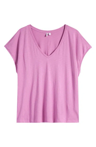 Nordstrom V-neck Pima Cotton Slub T-shirt In Pink Bodacious