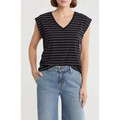 Nordstrom V-neck Pima Cotton T-shirt In Black