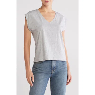 Nordstrom V-neck Pima Cotton T-shirt In Grey Heather