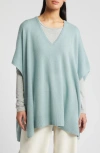 Nordstrom V-neck Wool & Cashmere Poncho In Grey Mineral