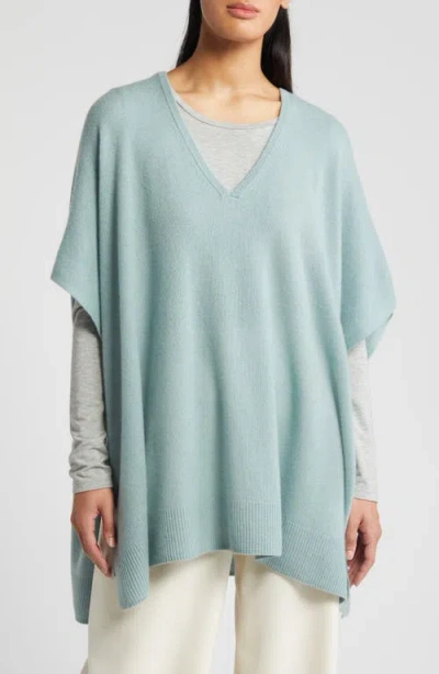 Nordstrom V-neck Wool & Cashmere Poncho In Grey Mineral