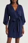 Nordstrom Vacation Linen Blend Robe In Navy Peacoat