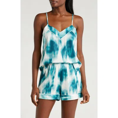 Nordstrom Vacation Linen Blend Short Pajamas In Teal Tide Floral Pigment
