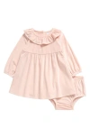 Nordstrom Babies'  Velour Dress & Bloomers Set In Pink Lotus