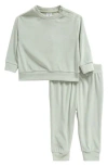 Nordstrom Velour Sweatshirt & Joggers Set In Green Mirror