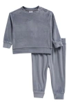 Nordstrom Babies'  Velour Sweatshirt & Joggers Set In Grey Folkstone