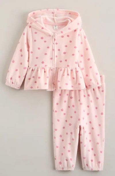 Nordstrom Babies'  Velour Zip Hoodie & Pants Set In Pink