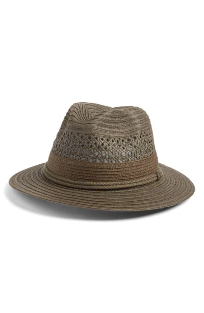 Nordstrom Vented Panama Hat In Green Dark Combo