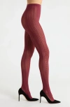 Nordstrom Vertical Pattern Mesh Tights In Burgundy