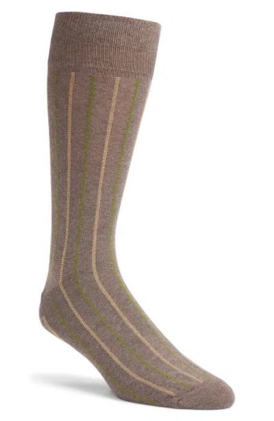Nordstrom Vertical Stripe Cotton Blend Dress Socks In Brown