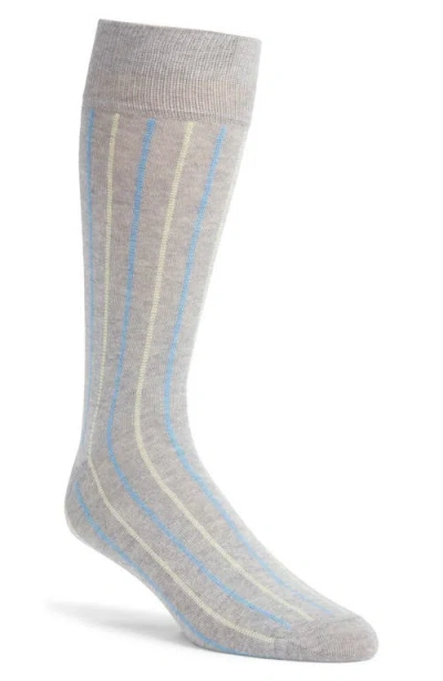 Nordstrom Vertical Stripe Cotton Blend Dress Socks In Gray