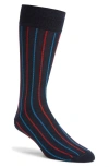 Nordstrom Vertical Stripe Cotton Blend Dress Socks In Black