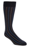 Nordstrom Vertical Stripe Cotton Blend Dress Socks In Black