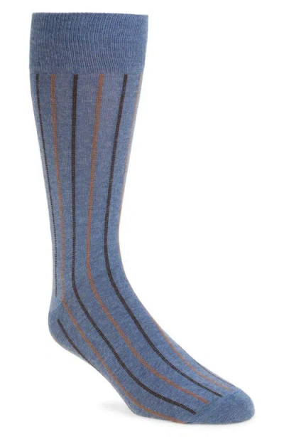 Nordstrom Vertical Stripe Cotton Blend Dress Socks In Blue