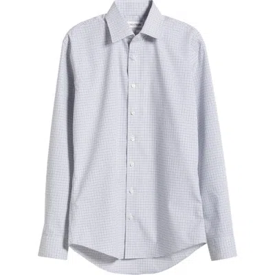 Nordstrom Victoria St. Trim Fit Microcheck Cotton Dress Shirt In Navy Aria Plaid