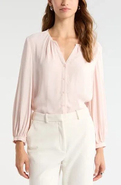 Nordstrom V-neck Button-up Top In Pink