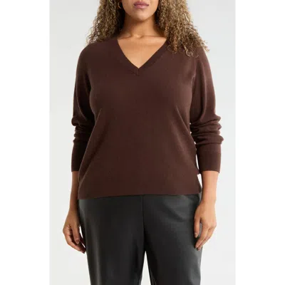 Nordstrom V-neck Cashmere Sweater In Brown
