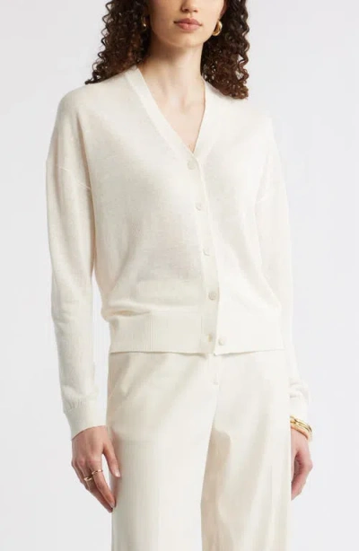 Nordstrom V-neck Linen & Viscose Cardigan In Multi