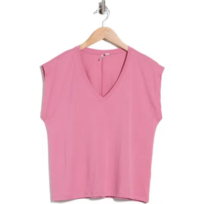 Nordstrom V-neck Pima Cotton T-shirt In Pink Heather