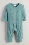Nordstrom Waffle Knit Cotton Romper In Green