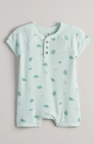 Nordstrom Babies'  Waffle Knit Henley Romper In Blue
