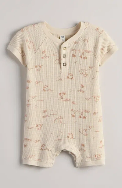 Nordstrom Babies'  Waffle Knit Henley Romper In White