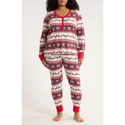 Nordstrom Waffle Stitch Thermal Henley Pajamas In Multi