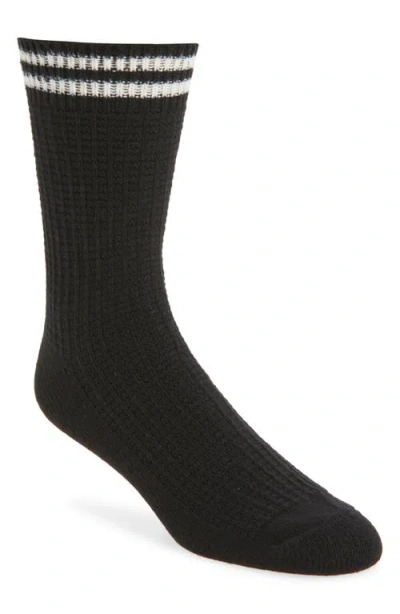Nordstrom Waffle Texture Cotton Blend Crew Socks In Black