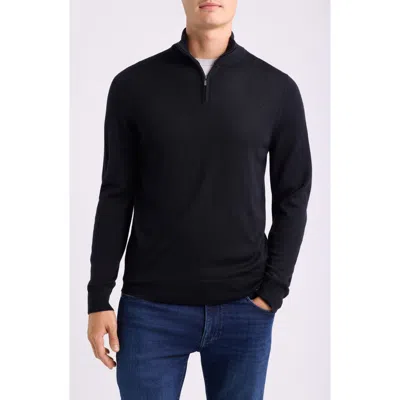 Nordstrom Washable Italian Merino Wool Quarter Zip Sweater In Black