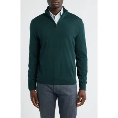 Nordstrom Washable Italian Merino Wool Quarter Zip Sweater In Green