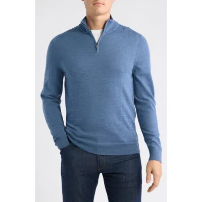 Nordstrom Washable Italian Merino Wool Quarter Zip Sweater In Blue