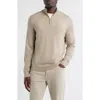 Nordstrom Washable Italian Merino Wool Quarter Zip Sweater In Neutral