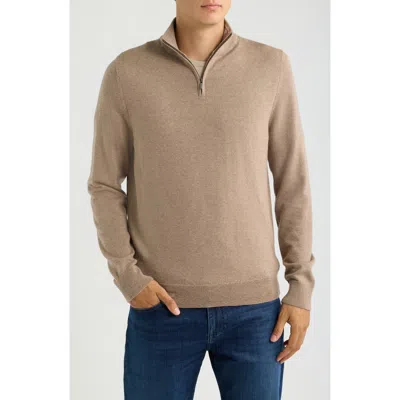 Nordstrom Washable Italian Merino Wool Quarter Zip Sweater In Neutral