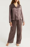 Nordstrom Washable Matte Silk Pajamas In Grey Plum