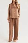 Nordstrom Washable Matte Silk Pajamas In Tan Burro