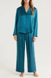 Nordstrom Washable Matte Silk Pajamas In Teal Feather