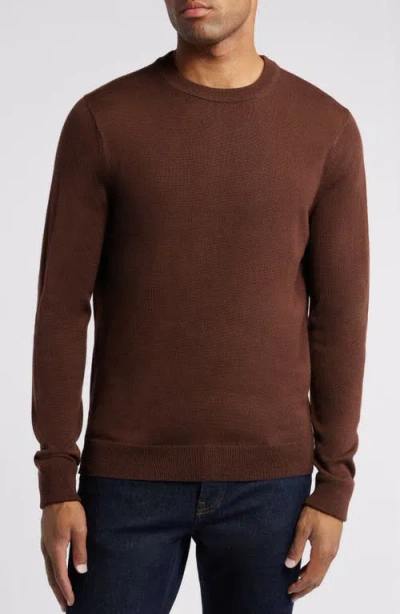 Nordstrom Washable Merino Crewneck Sweater In Brown Bitter