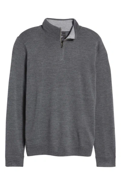Nordstrom Quarter Zip Cotton Pullover In Grey Dark Charcoal Heather