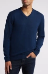 Nordstrom Washable Merino V-neck Sweater In Navy Blazer