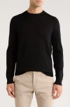 Nordstrom Washable Merino Wool Crewneck Sweater In Black