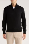 Nordstrom Washable Merino Wool Quarter Zip Sweater In Black