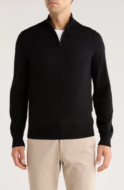 Nordstrom Washable Merino Wool Quarter Zip Sweater In Black