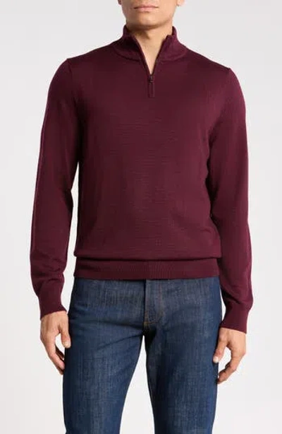 Nordstrom Washable Merino Wool Quarter Zip Sweater In Burgundy