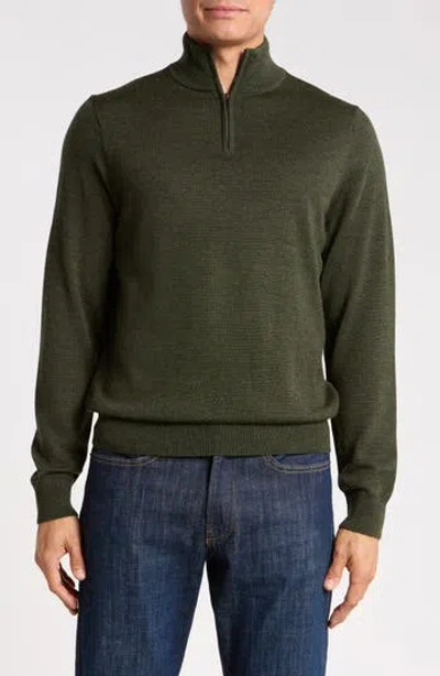 Nordstrom Washable Merino Wool Quarter Zip Sweater In Green